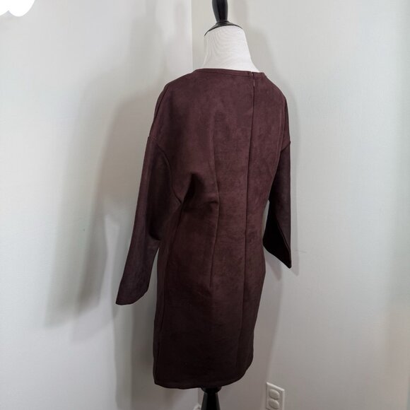 AMT Studio Vintage Look Designer Midi Length Dolman Dress Sz L Rich Brown $288 - Picture 4 of 10